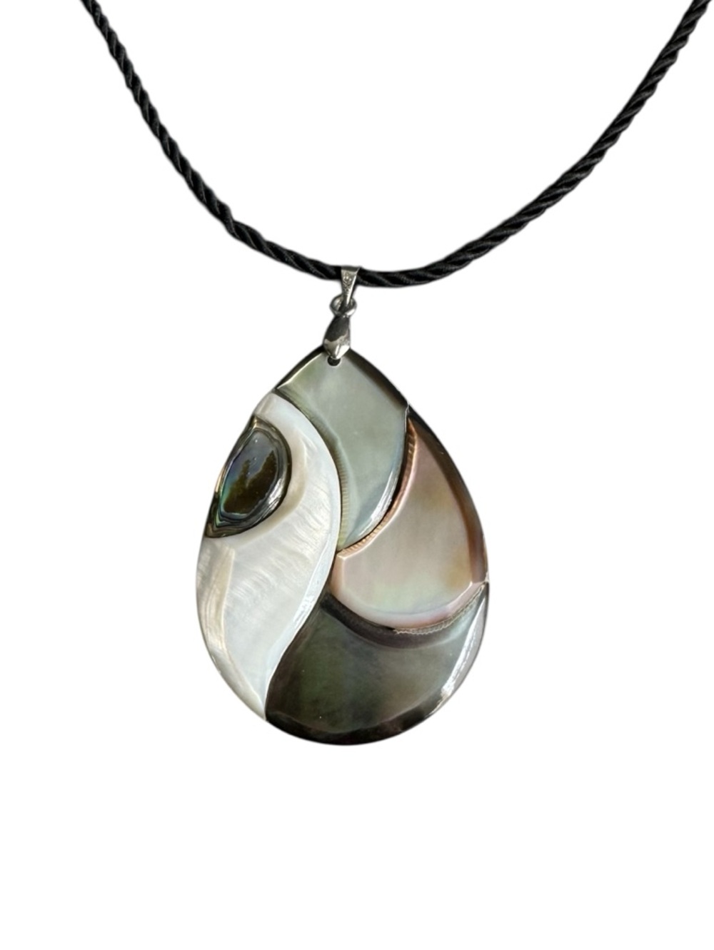 Mother of Pearl Teardrop Pendant Necklace - Iridescent‎ Multicolor